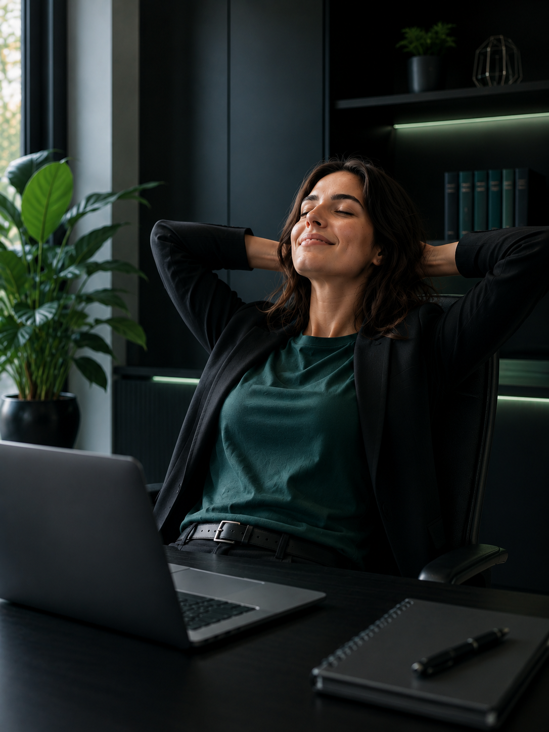 A business owner relaxed and free — finally able to step away because the business runs without them.